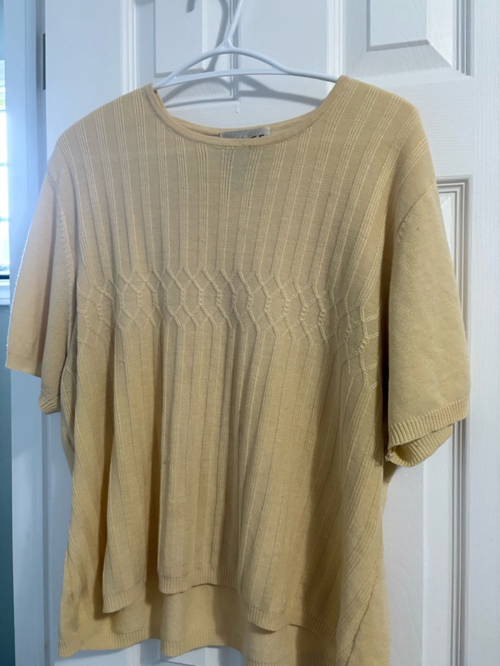 Vintage Light Yellow Knit Short Sleeve Sweater Top